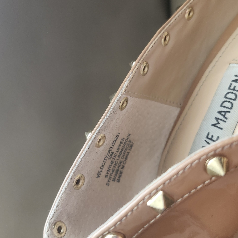 Steve Madden size 10M Brown Studded Velocity Camel Patent high heel Size 10M - Picture 7 of 9